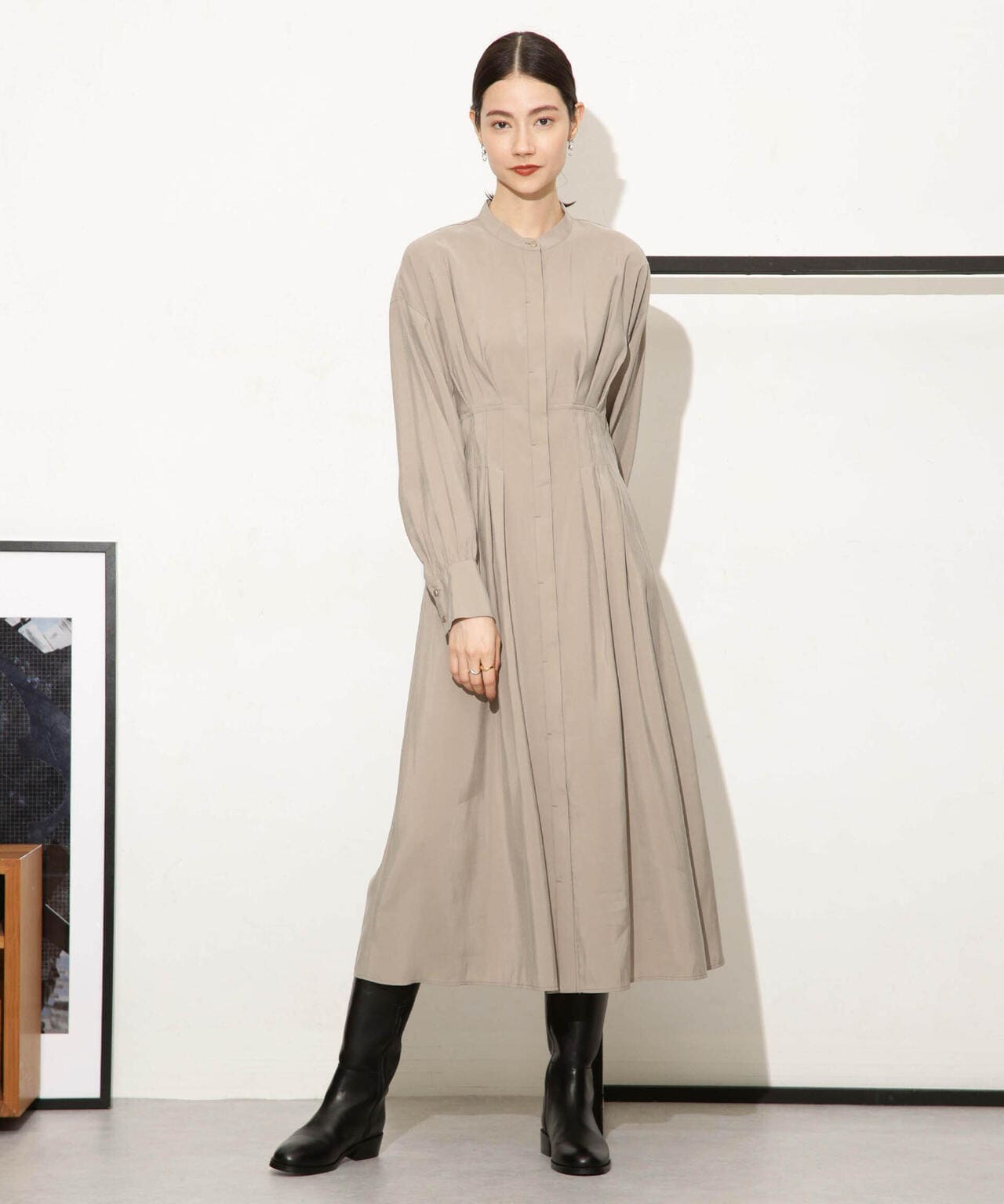 モダールピーチウエストシェイプタックワンピース 6693219326