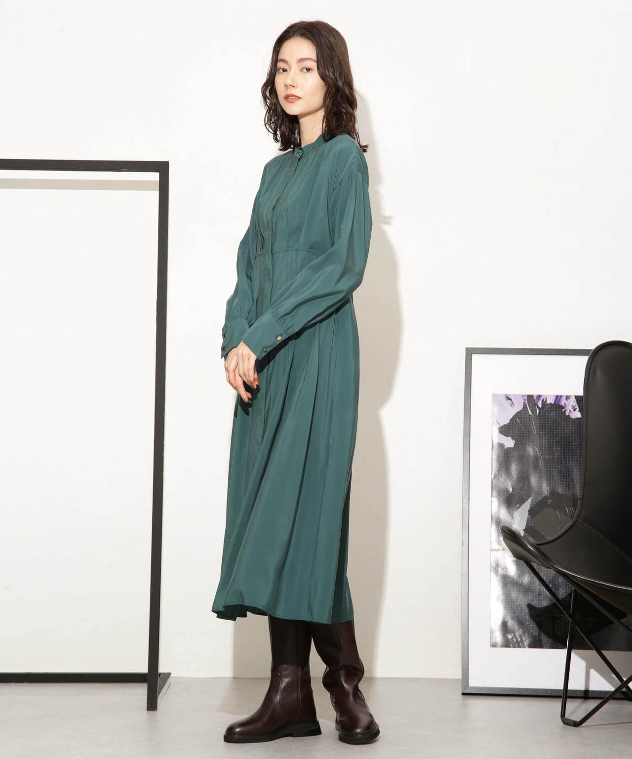 モダールピーチウエストシェイプタックワンピース 6693219326