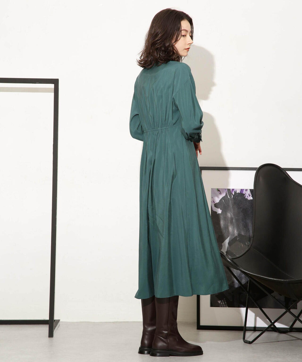 モダールピーチウエストシェイプタックワンピース 6693219326