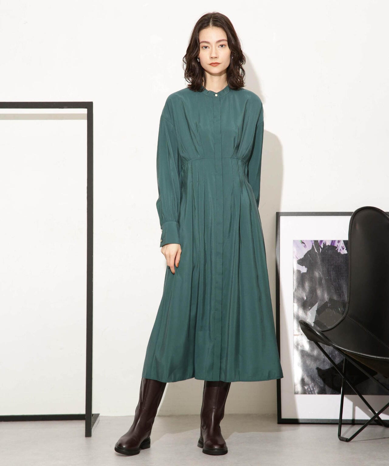 モダールピーチウエストシェイプタックワンピース 6693219326