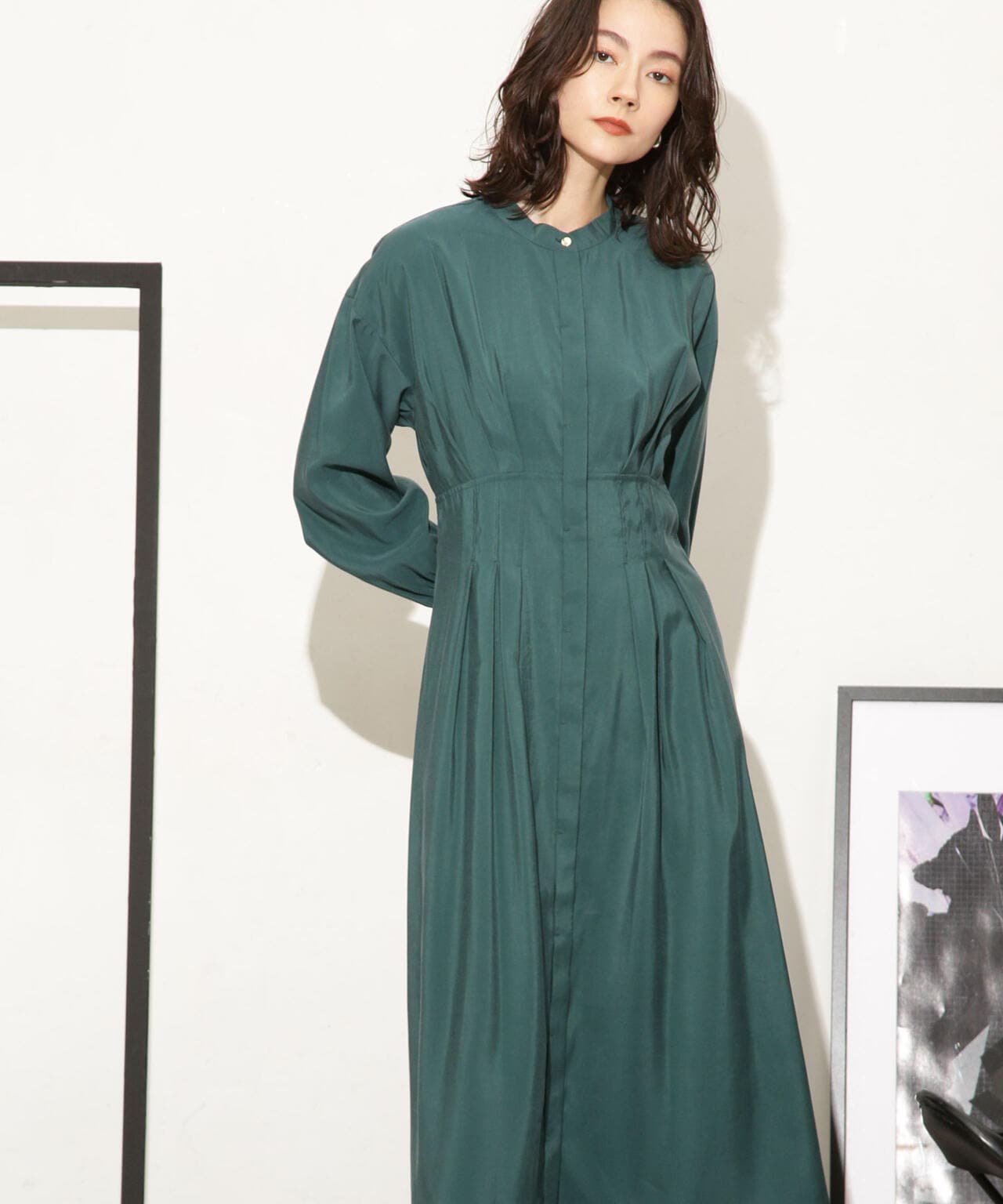 モダールピーチウエストシェイプタックワンピース 6693219326