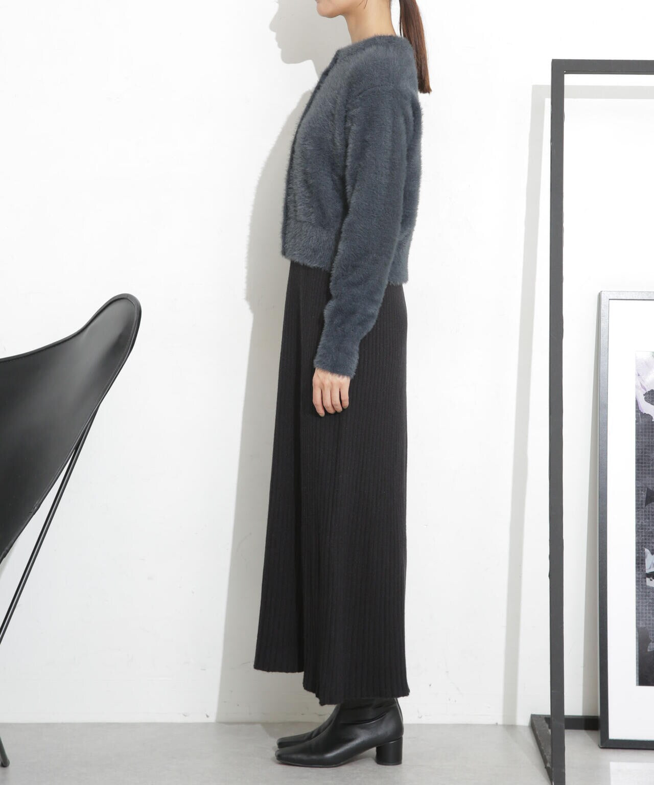 8407.【極美品】SUPER BEAUTY ワンピース カーディガン リブ
