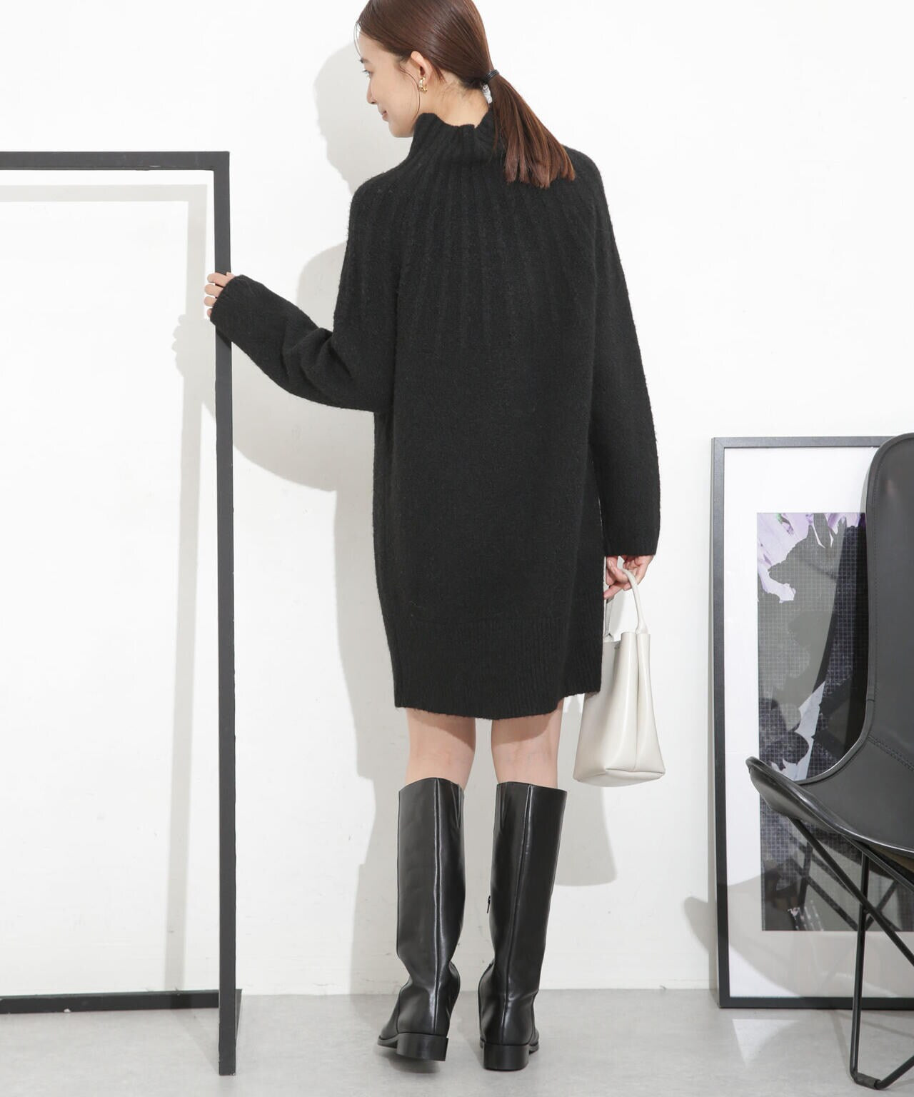 求心編みタートルニットワンピース 6693219331