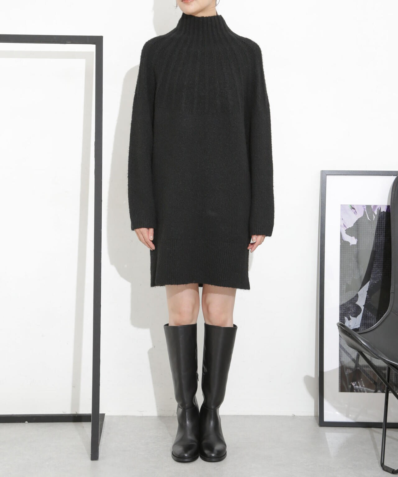 求心編みタートルニットワンピース 6693219331