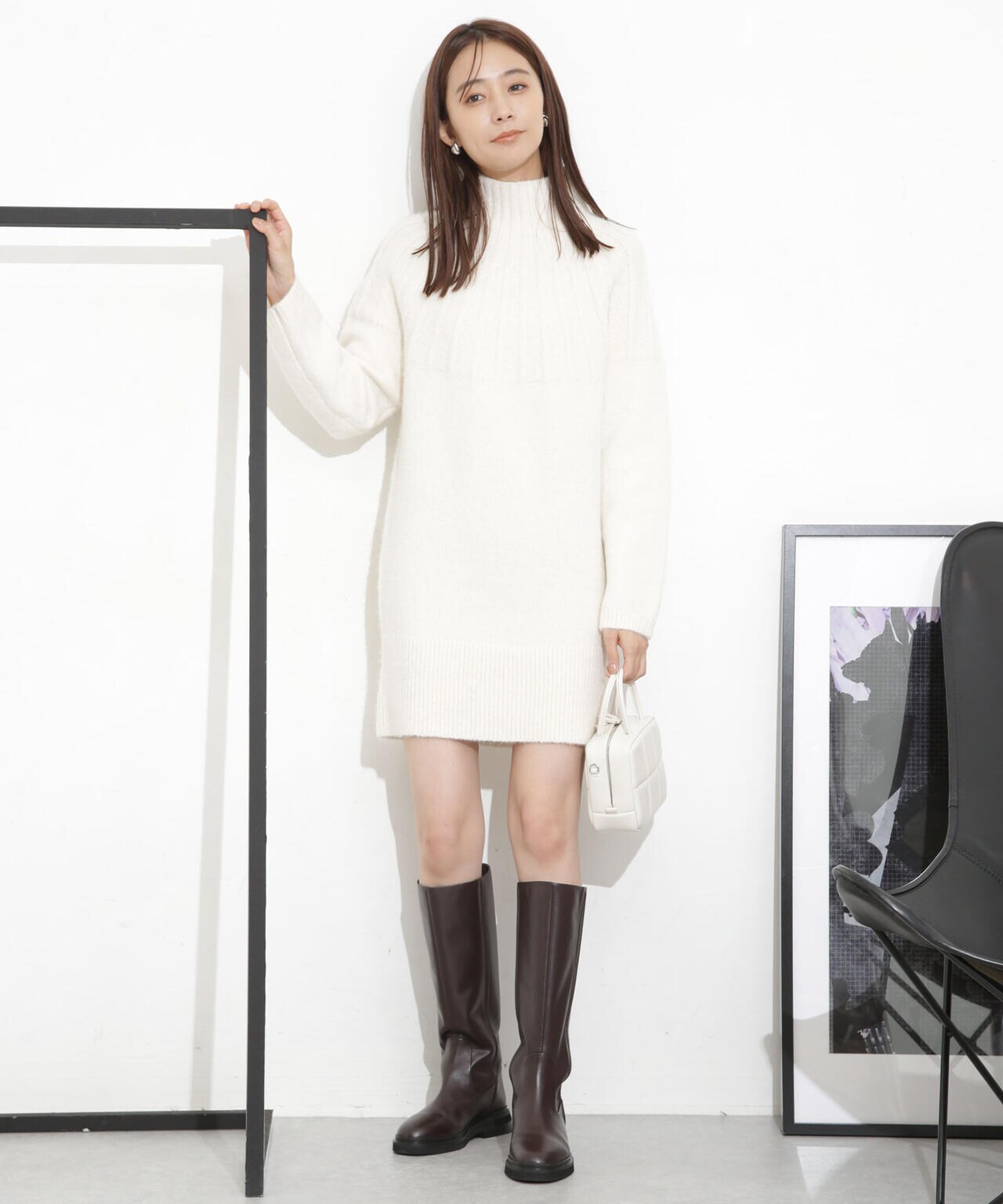 求心編みタートルニットワンピース 6693219331