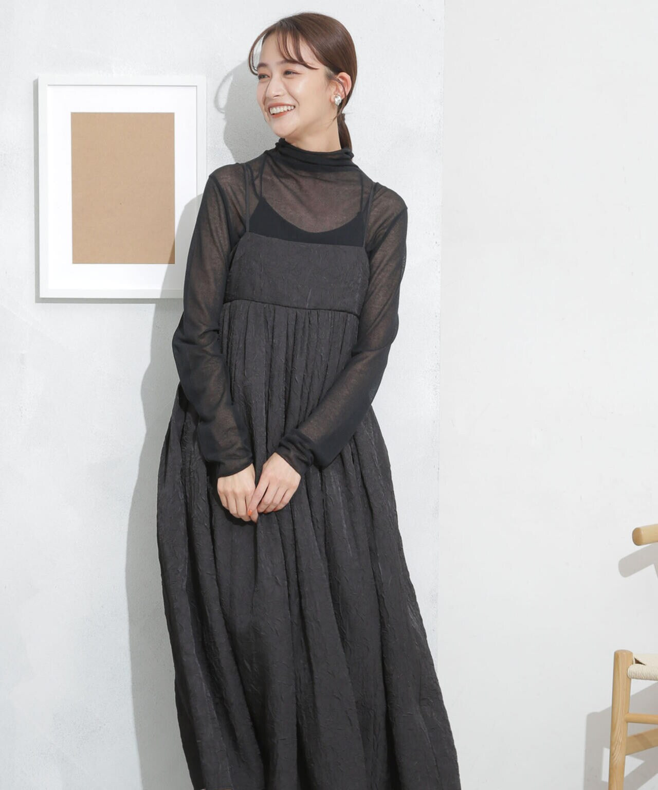 キャッチワッシャーツイルキャミワンピ―ス 6693219333