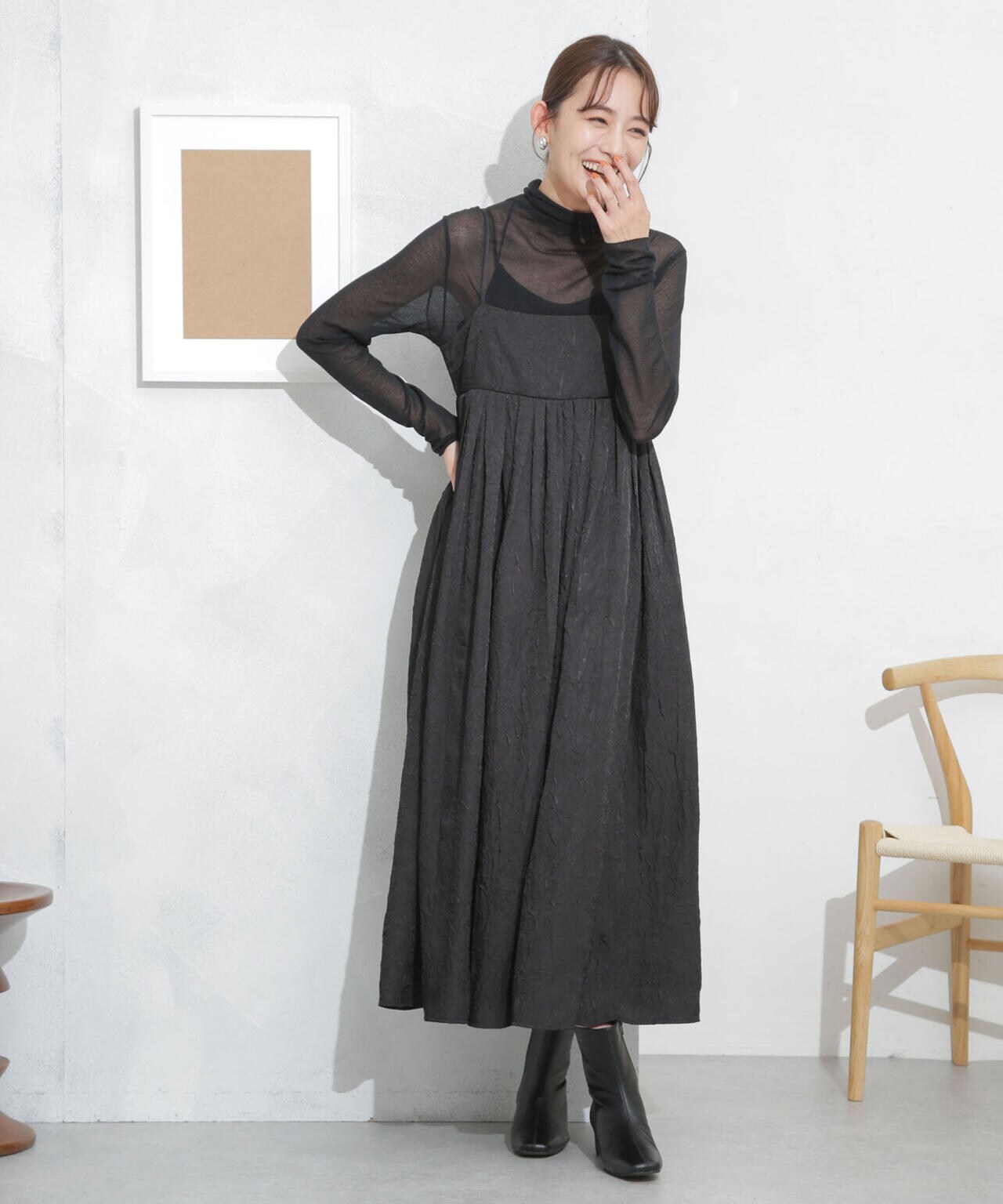 キャッチワッシャーツイルキャミワンピ―ス 6693219333