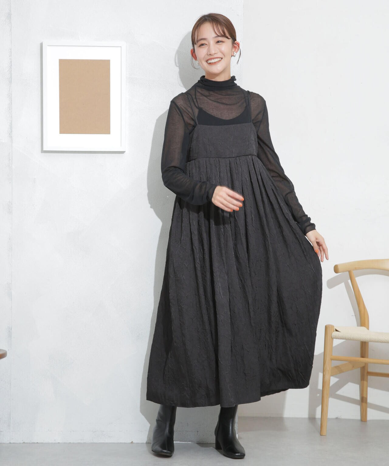 キャッチワッシャーツイルキャミワンピ―ス 6693219333