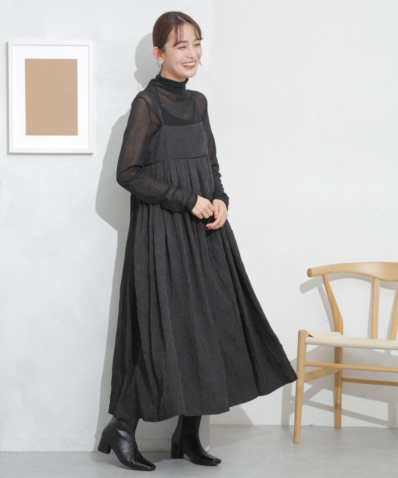 キャッチワッシャーツイルキャミワンピ―ス 6693219333