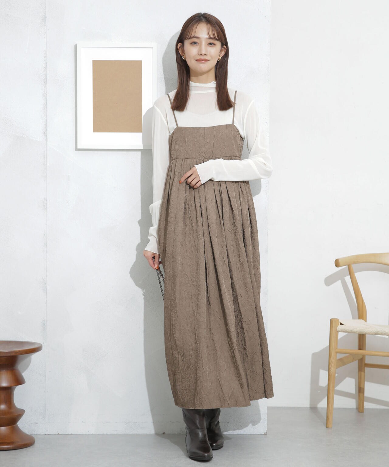 キャッチワッシャーツイルキャミワンピ―ス 6693219333