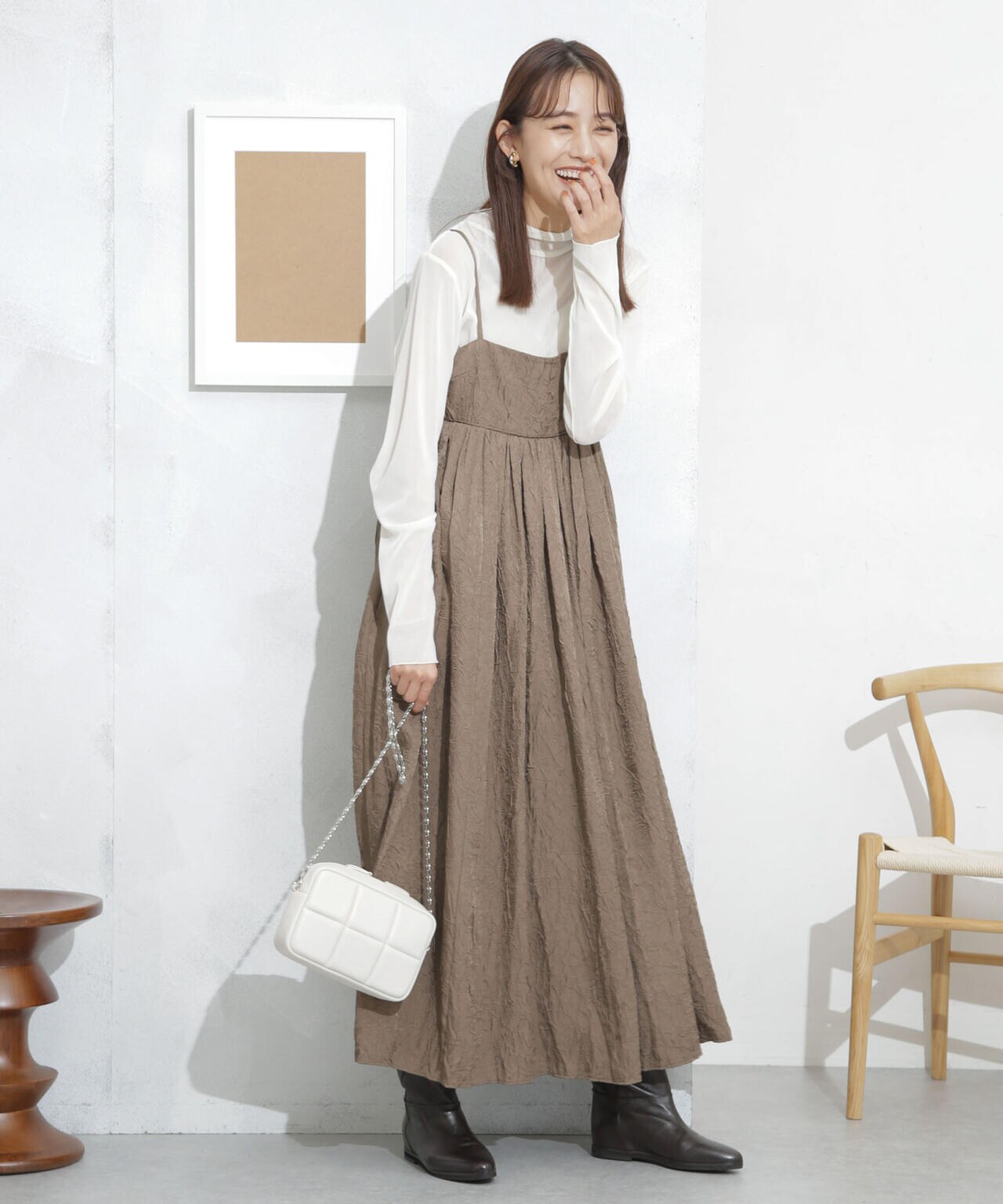 キャッチワッシャーツイルキャミワンピ―ス 6693219333