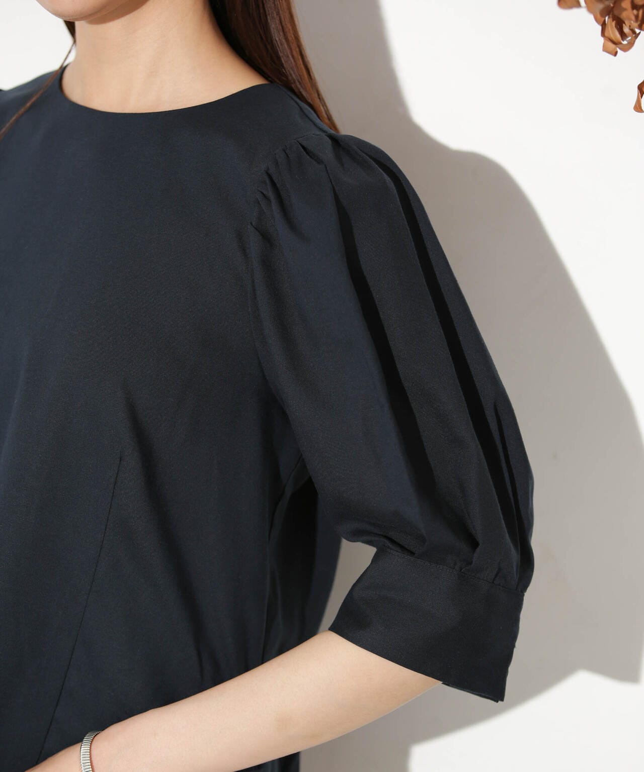 リネンブレンドギャザースリーブブラウス(セットアップ可) 6693221303