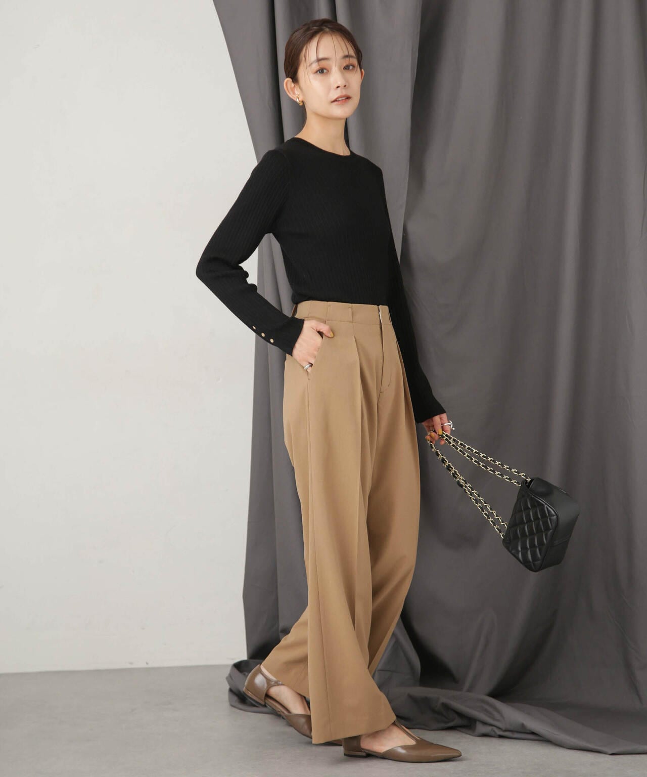 毛玉レスニットクルーネックリブプルオーバー 6693222306