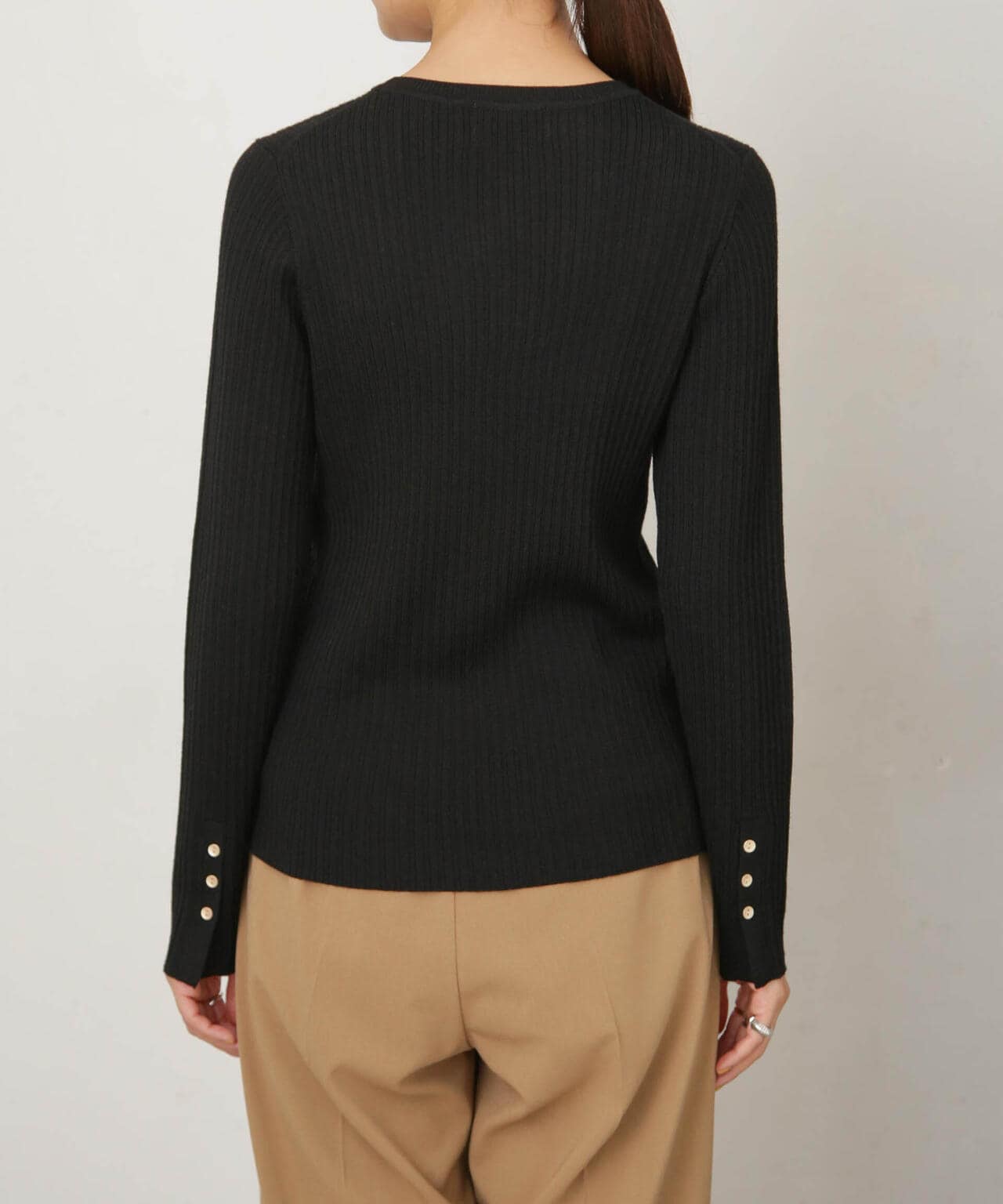 毛玉レスニットクルーネックリブプルオーバー 6693222306