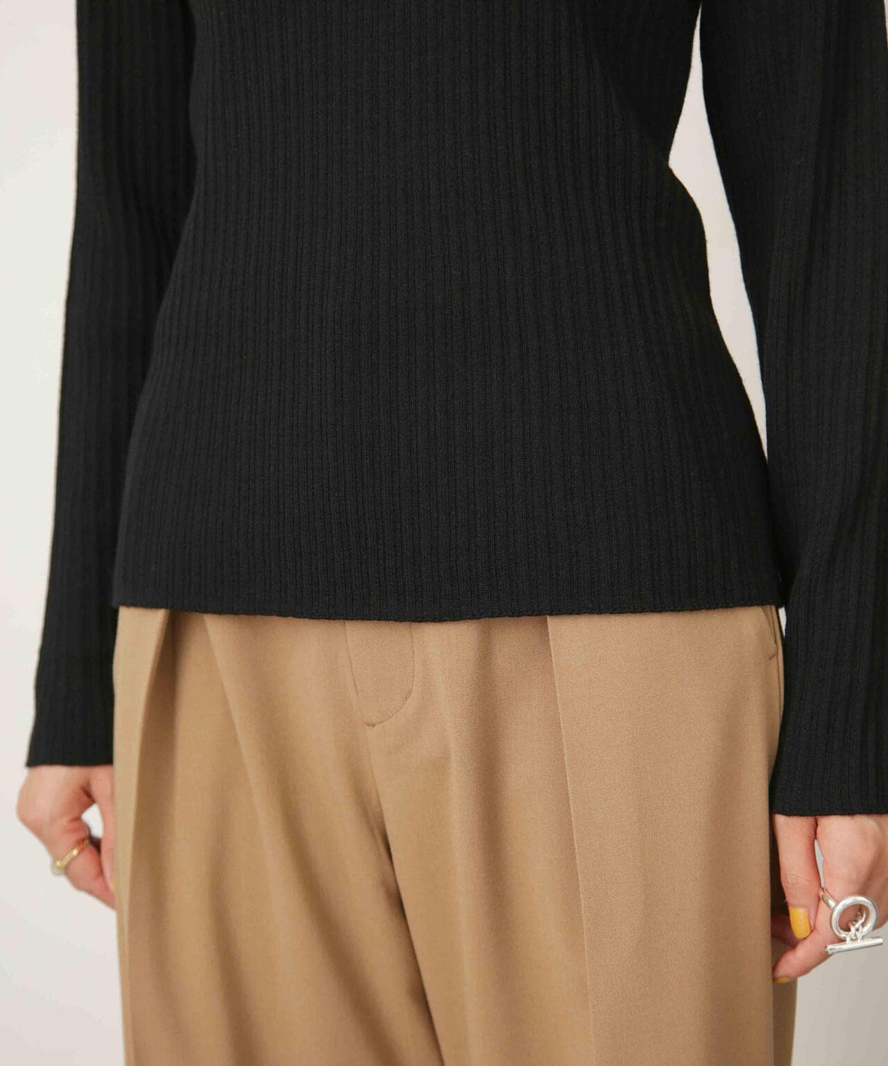 毛玉レスニットクルーネックリブプルオーバー 6693222306