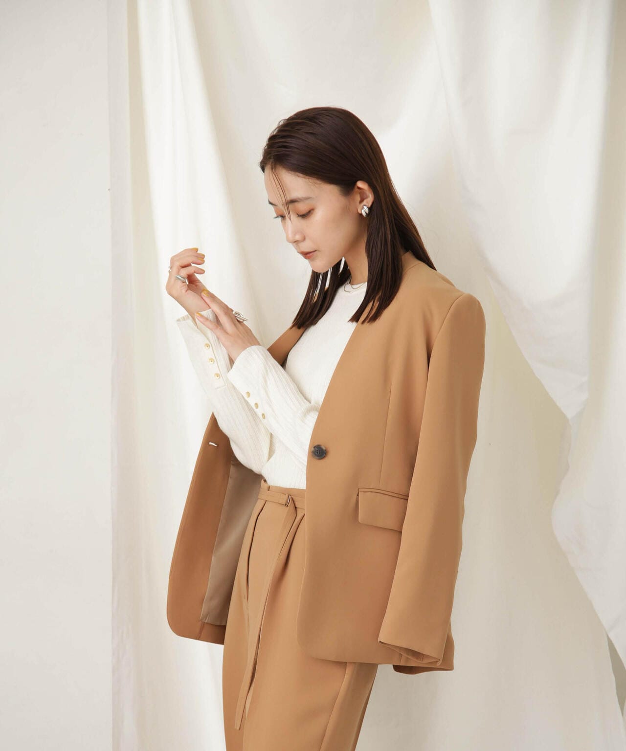 毛玉レスニットクルーネックリブプルオーバー 6693222306