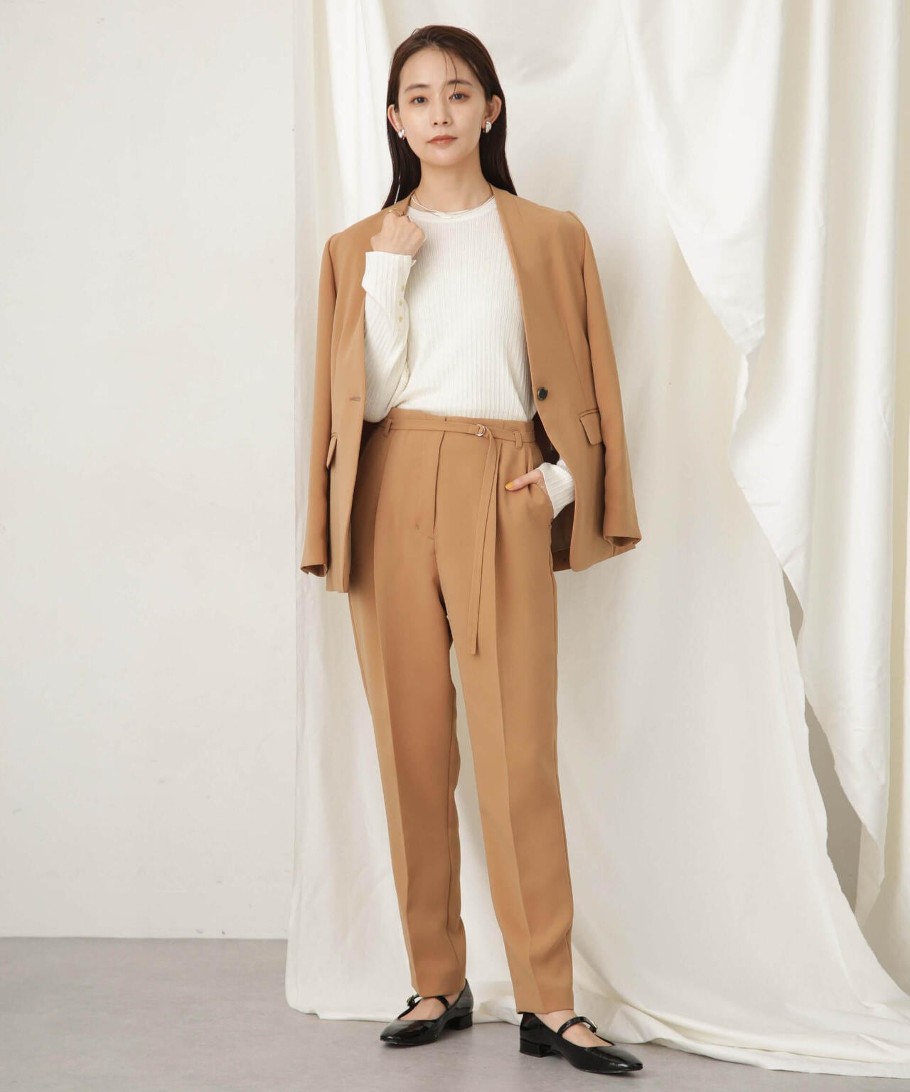 毛玉レスニットクルーネックリブプルオーバー 6693222306