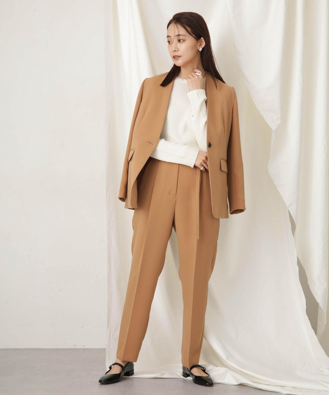 毛玉レスニットクルーネックリブプルオーバー 6693222306