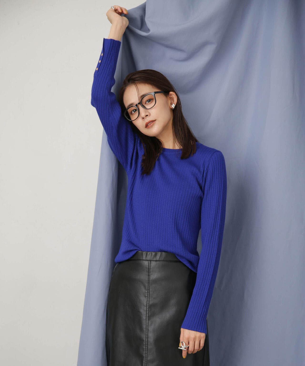 毛玉レスニットクルーネックリブプルオーバー 6693222306