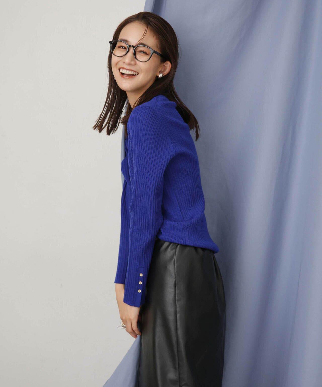 毛玉レスニットクルーネックリブプルオーバー 6693222306