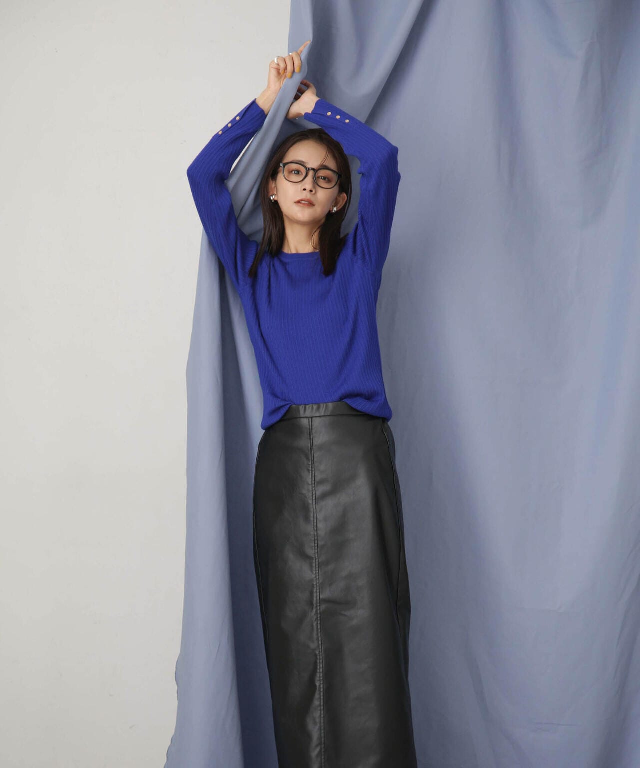 毛玉レスニットクルーネックリブプルオーバー 6693222306