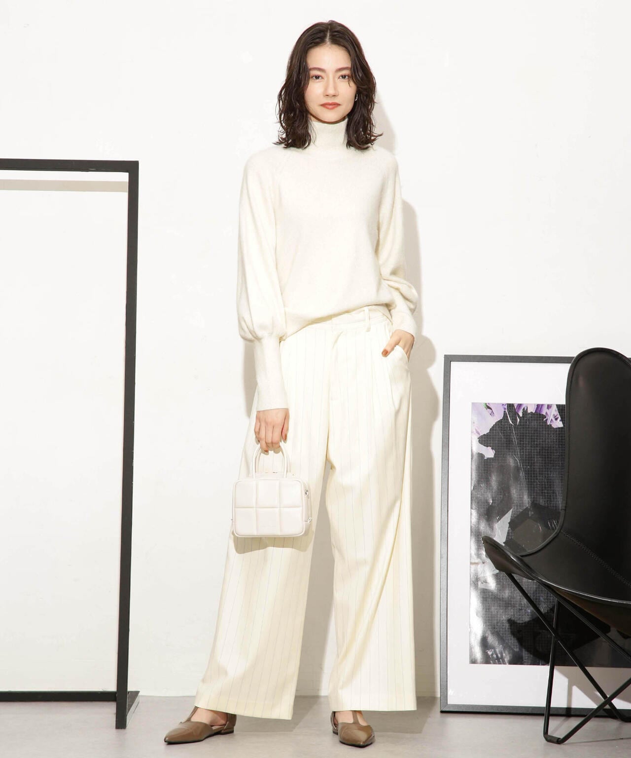 ヘアリーハイゲージフォルムスリーブニット 6693222320