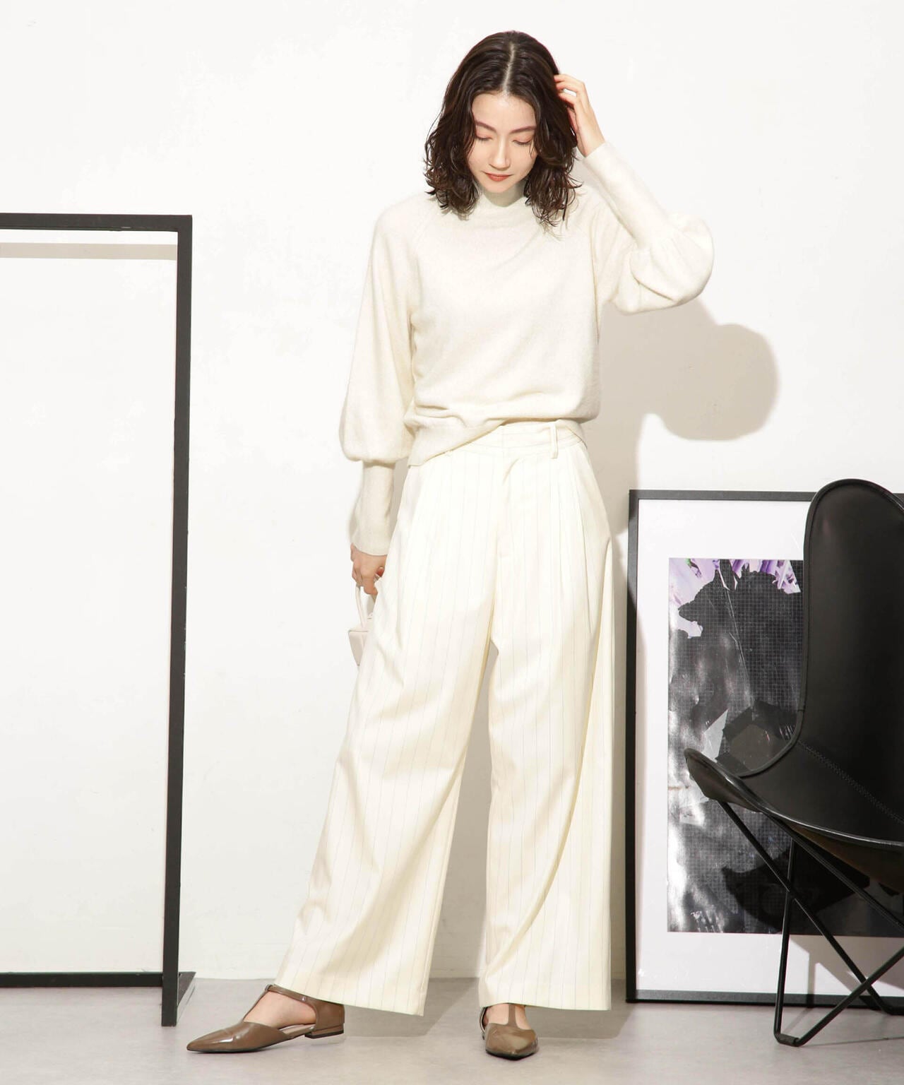 ヘアリーハイゲージフォルムスリーブニット 6693222320