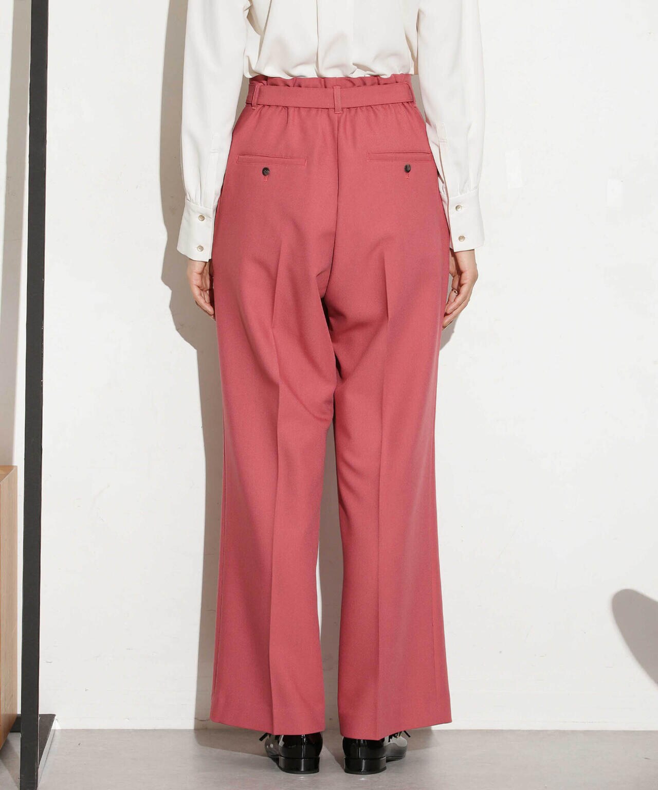 ベルト付きセミワイドツイルパンツ 6693227305