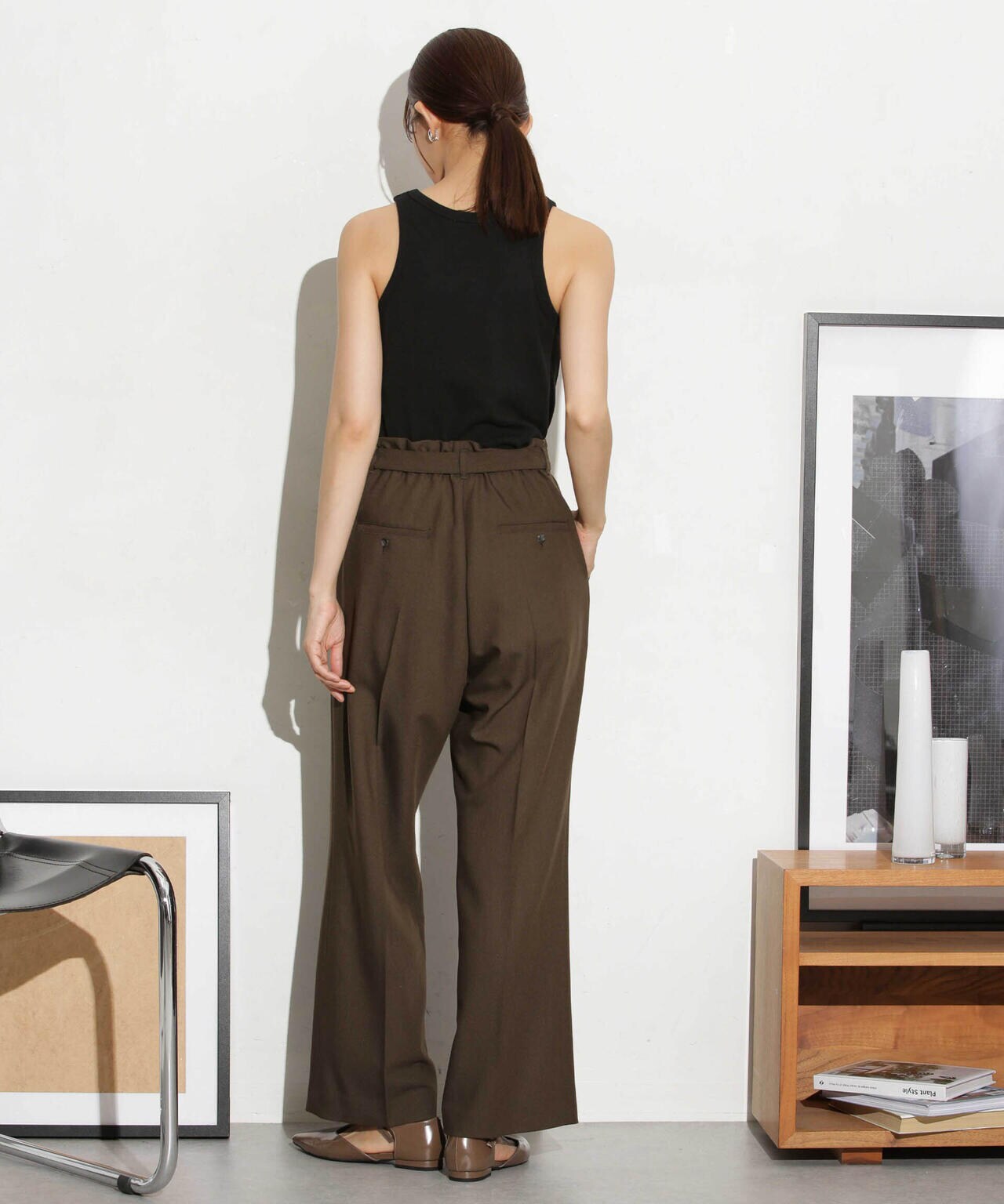 ベルト付きセミワイドツイルパンツ