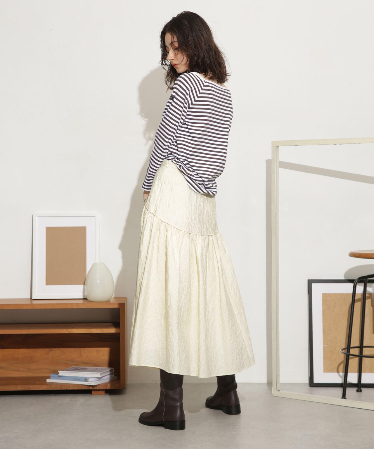 ふくれジャガードボリュームギャザースカート 6693230310