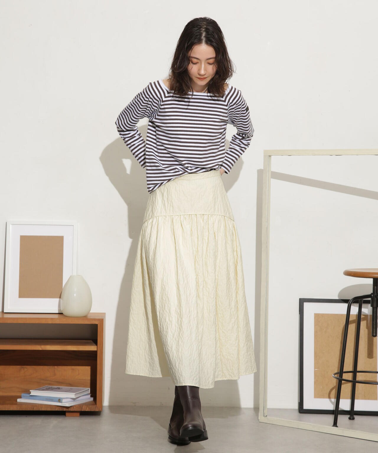 ふくれジャガードボリュームギャザースカート 6693230310