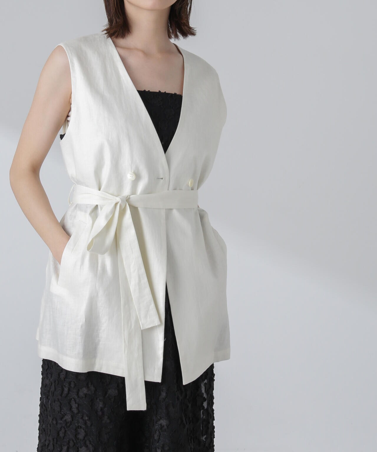 ベルト付リネンジレ(セットアップ可) 6694116301