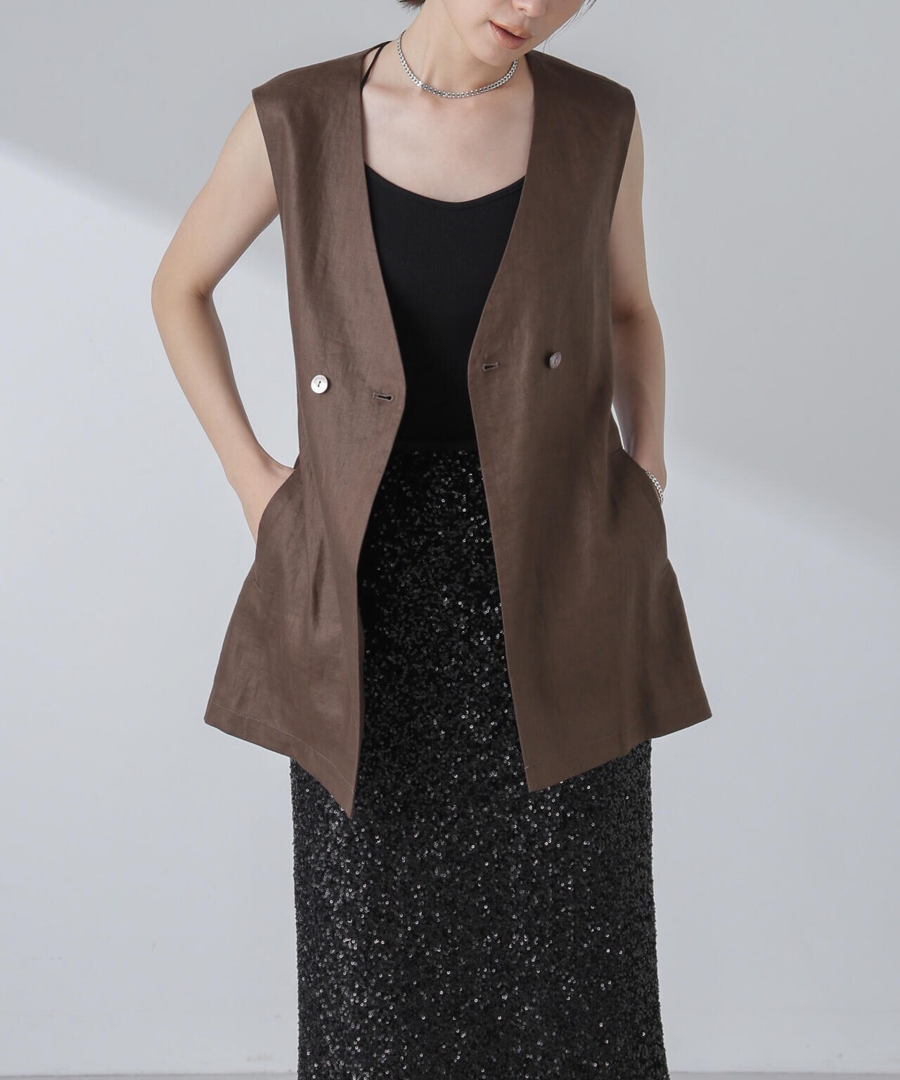 ベルト付リネンジレ(セットアップ可) 6694116301