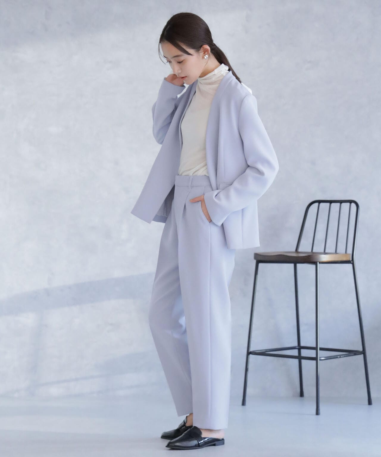 デイリー ファンクション ラペルレス ジャケット ( セットアップ