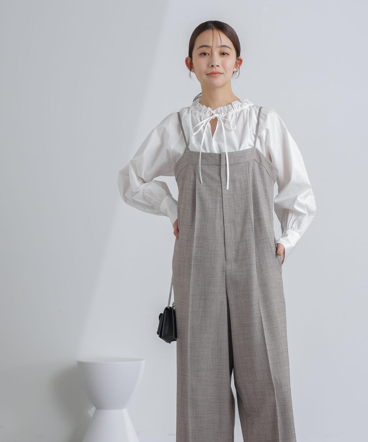 ハイウエスト サロペット パンツ