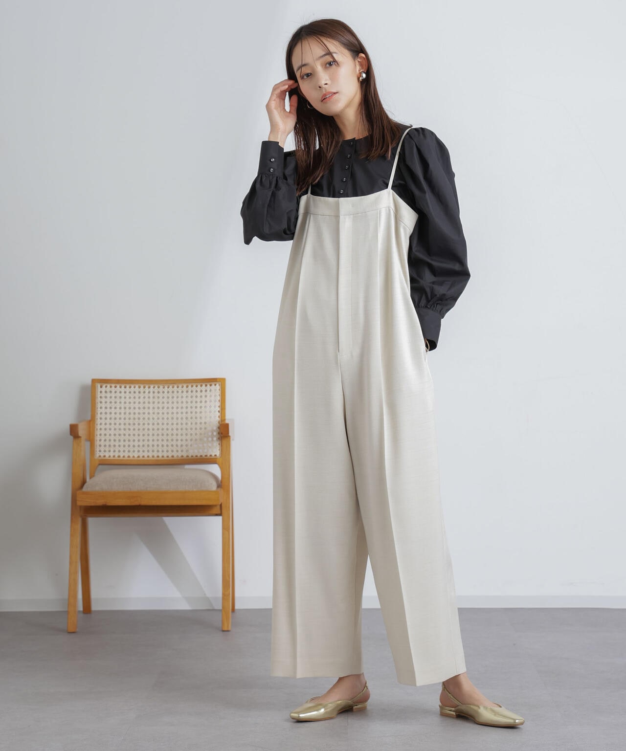 最安 ハイウエスト サロペット パンツ サロペット・オーバーオール・オールインワン