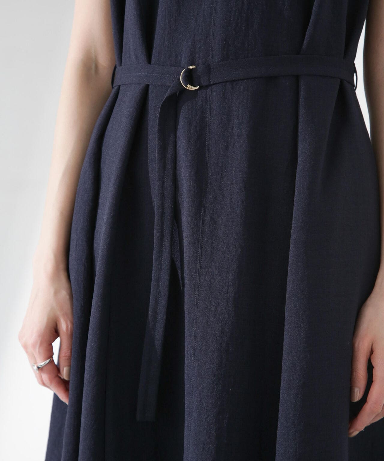 nano universe◆ベルト付き/半袖ワンピース/FREE/リネン/レッド 洗濯機使用可 \u0026gt;\u0026lt; ノンアイロン \u0026gt; メランジ ドライ ベルト付き