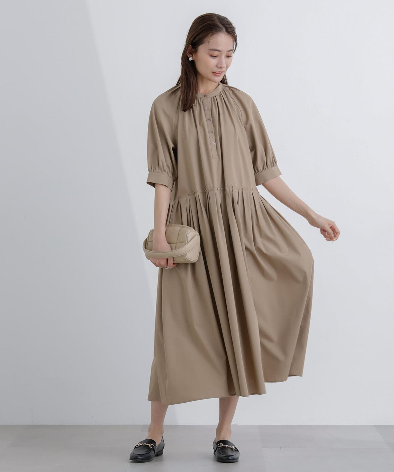 プリーツ切替シャツワンピース 6694119307