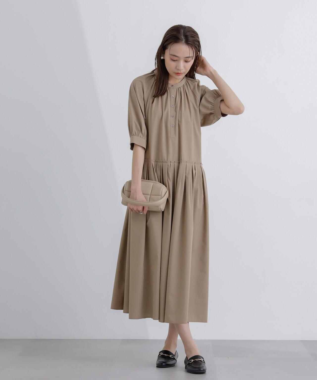 プリーツ切替シャツワンピース 6694119307