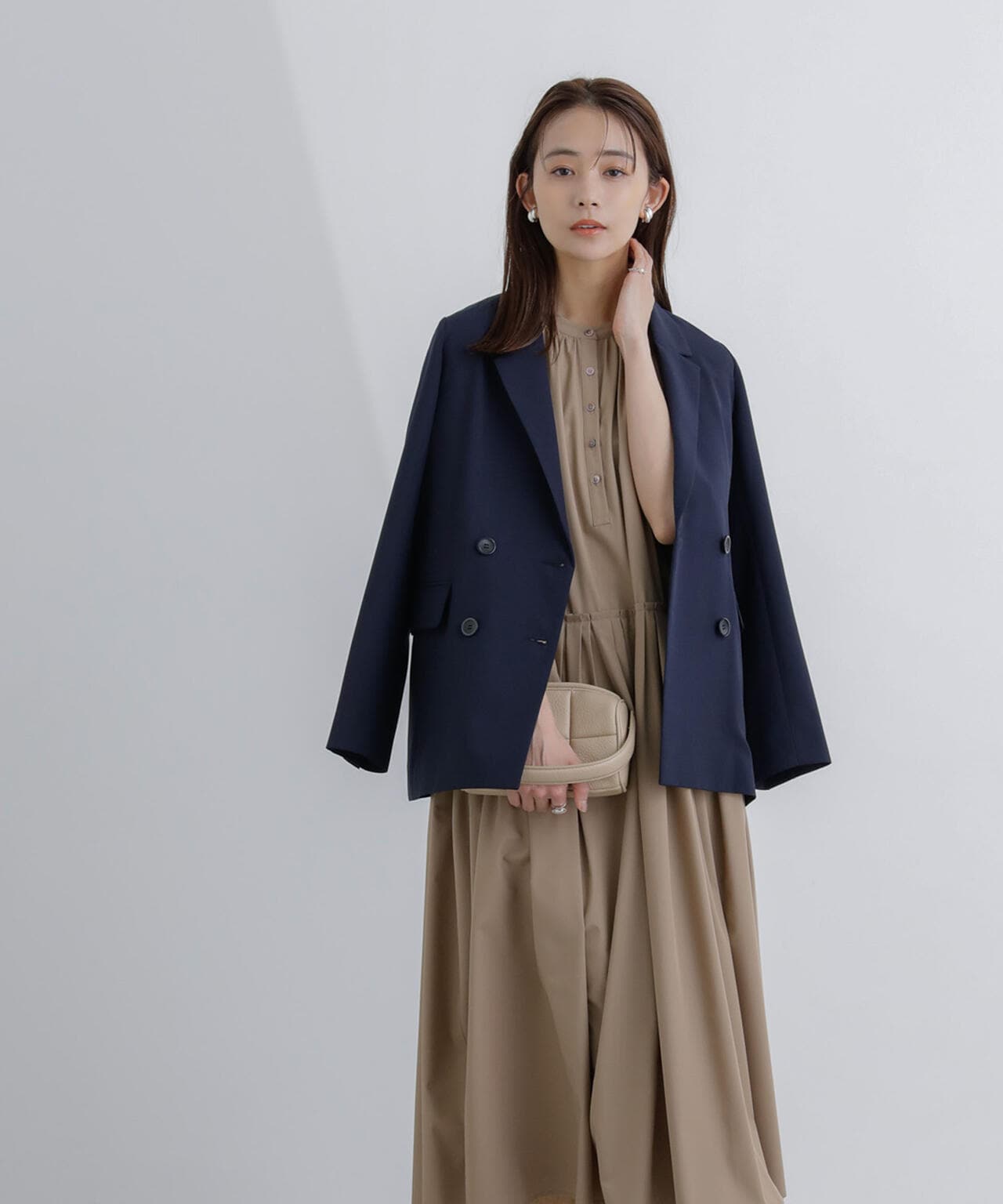 プリーツ切替シャツワンピース 6694119307