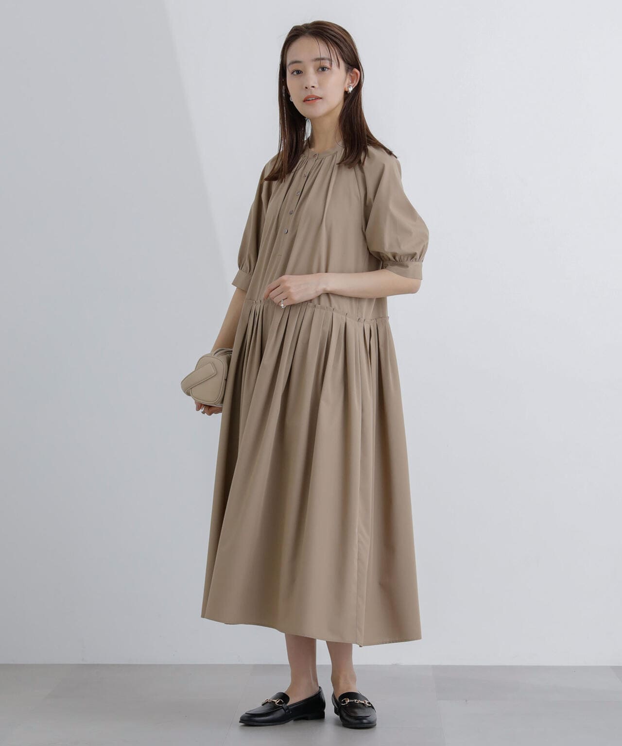 プリーツ切替シャツワンピース 6694119307