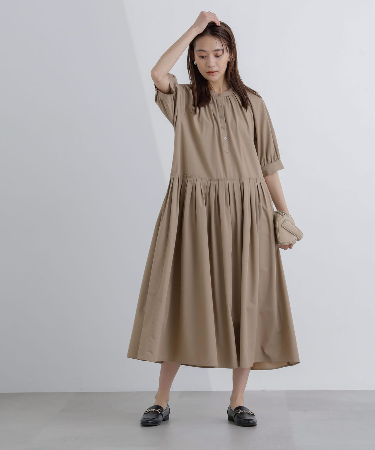 プリーツ切替シャツワンピース 6694119307