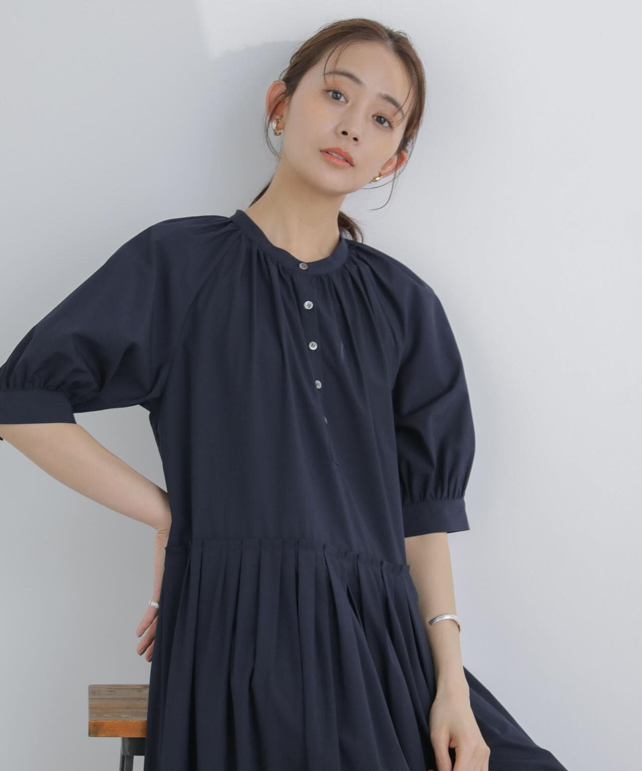 プリーツ切替シャツワンピース 6694119307