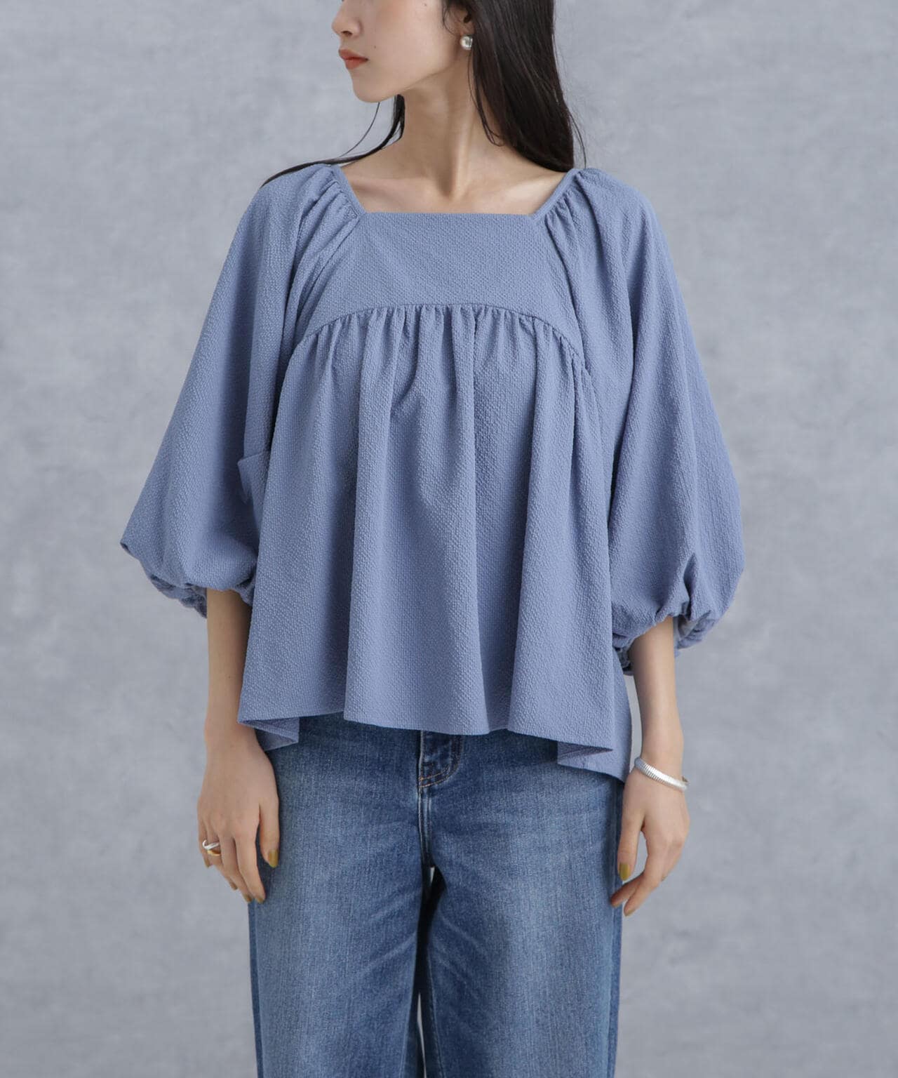 マイクロ サッカー バック リボン ブラウス