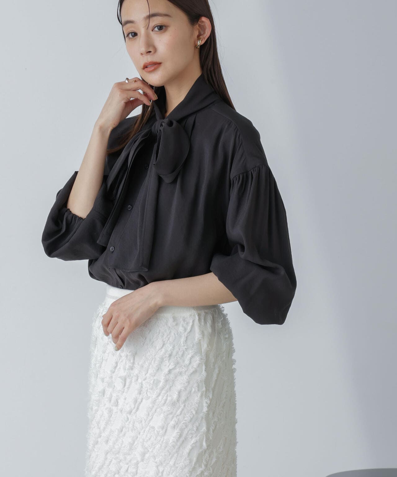 星玲奈 × NANO universe 」ジョーゼット ボータイ ブラウス