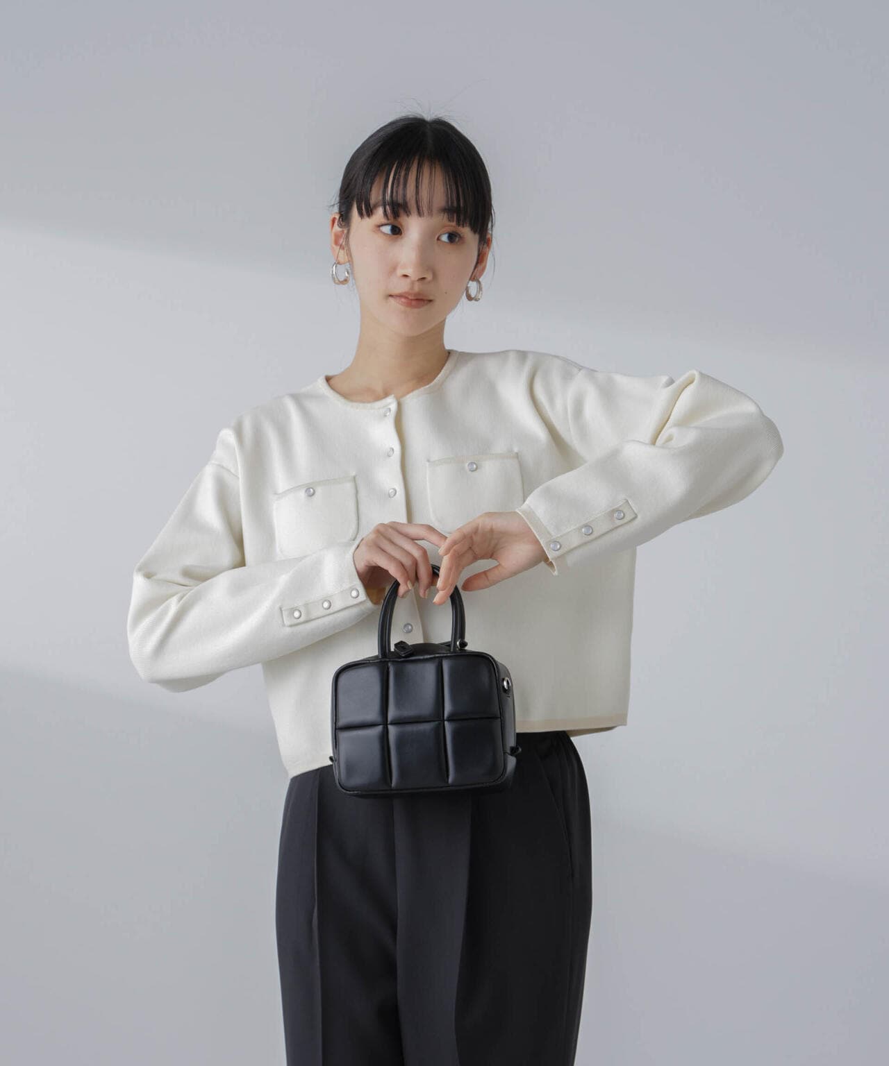 SLOBE IENA パールボタンミックスニットジャケット 21aw