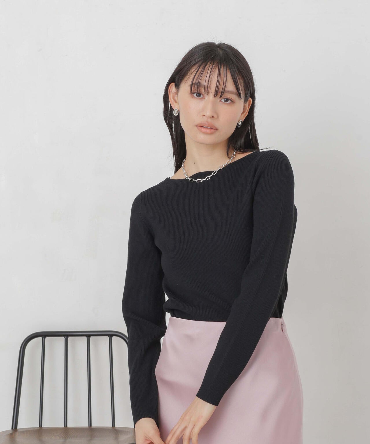 ハイツイストボートネックリブニット 6694122311