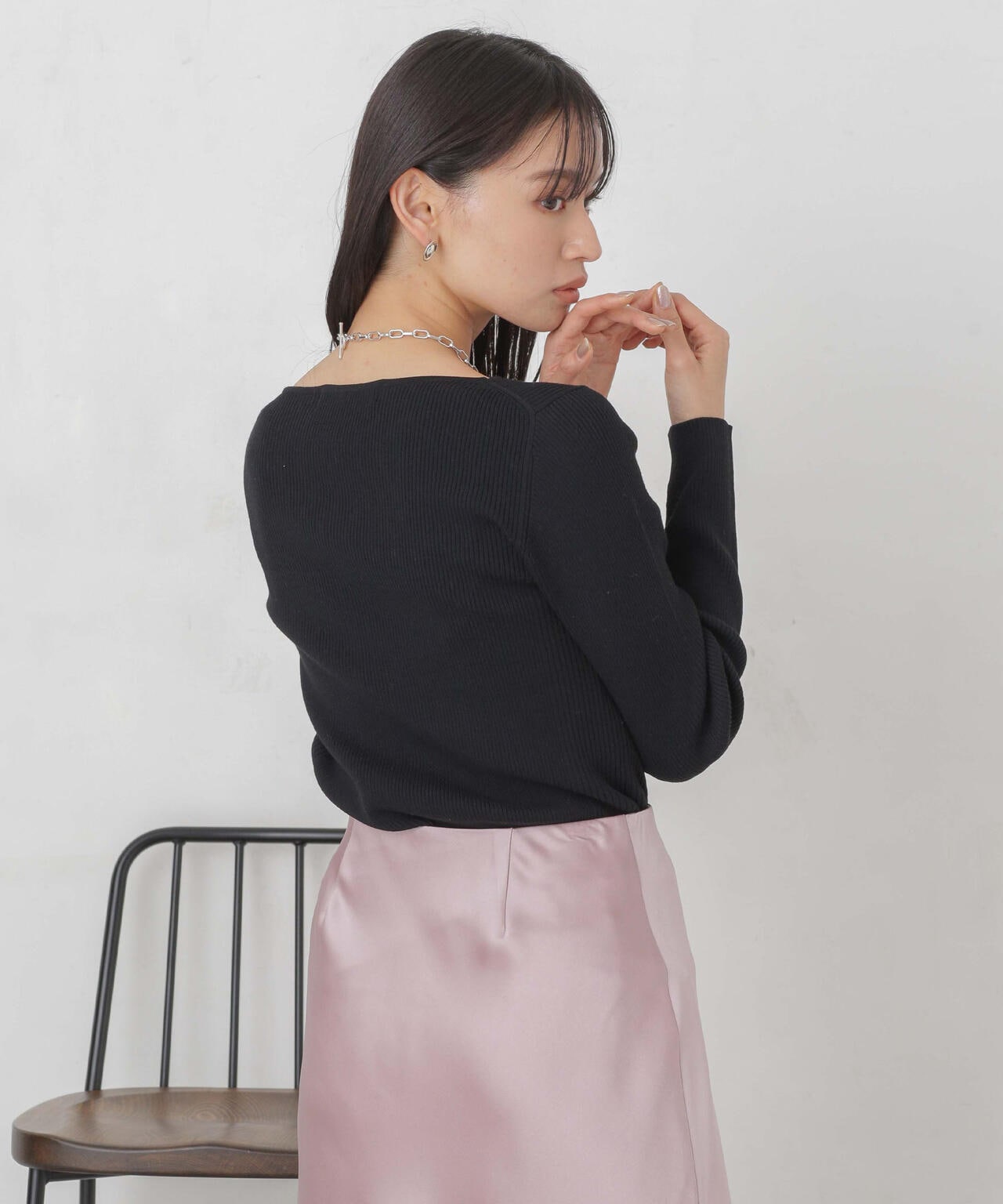 ハイツイストボートネックリブニット 6694122311