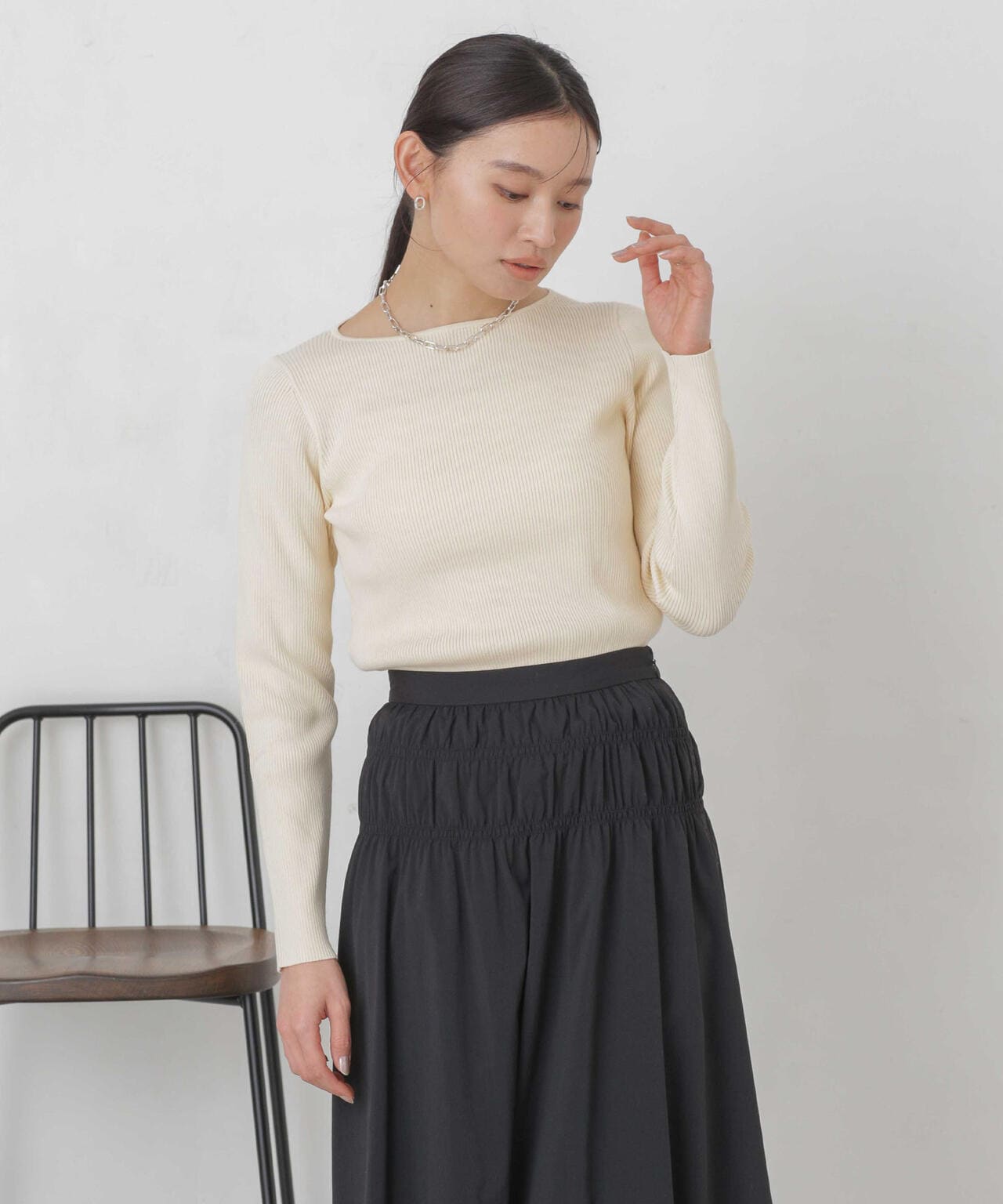 ハイツイストボートネックリブニット 6694122311