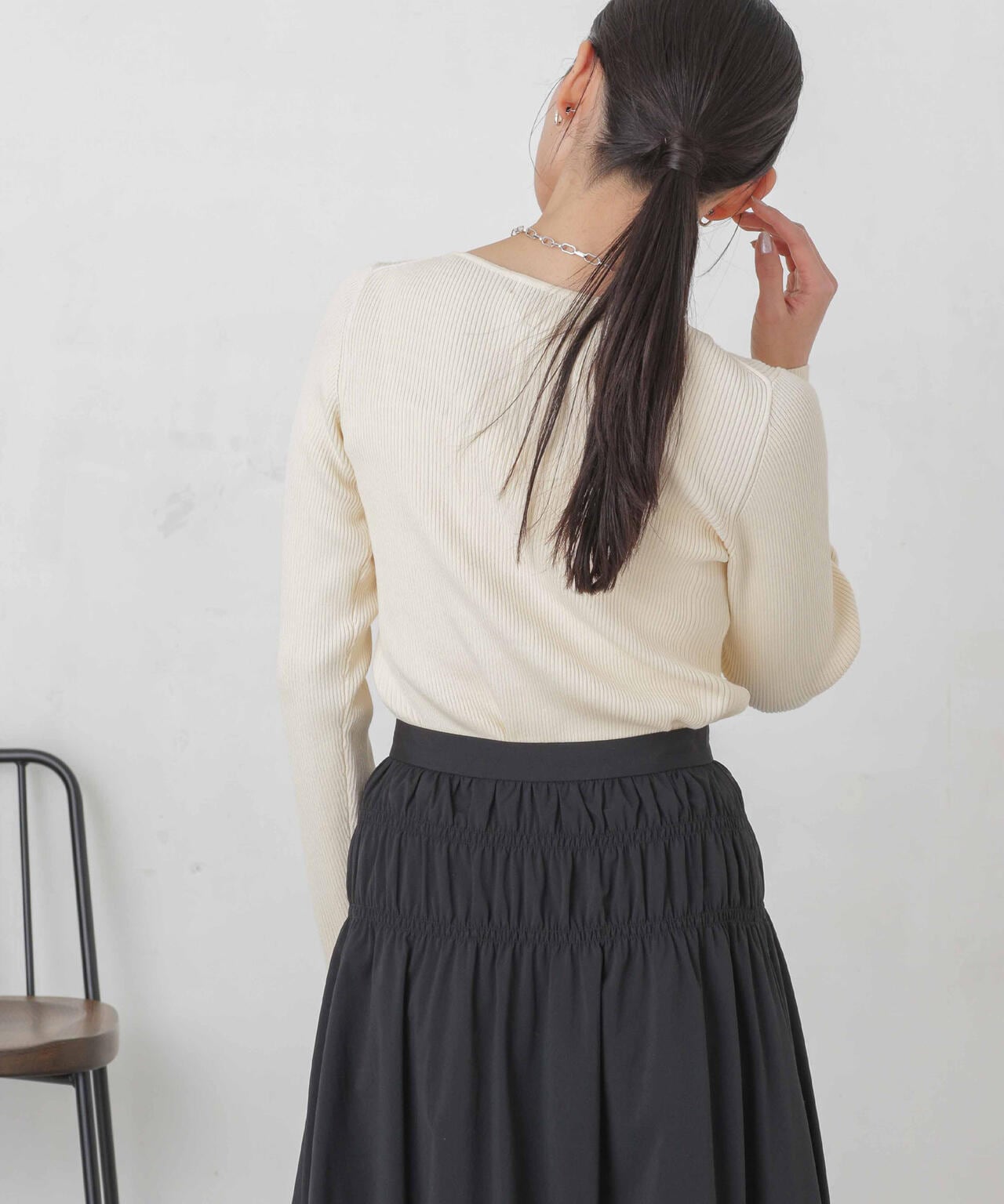 ハイツイストボートネックリブニット 6694122311